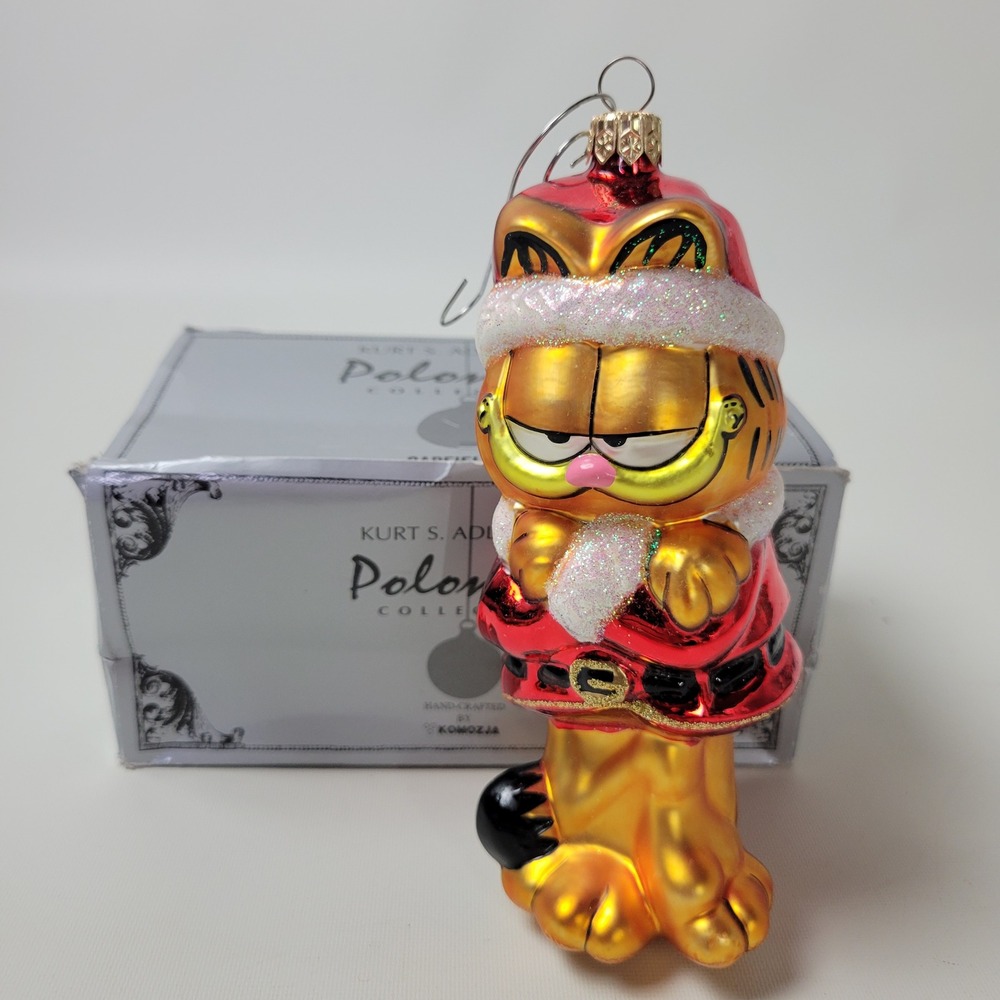 Kurt Adler Polonaise Garfield Santa Glass Christmas Ornament Komozja Poland 6"